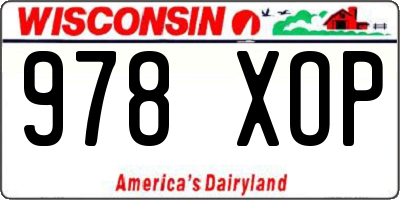 WI license plate 978XOP