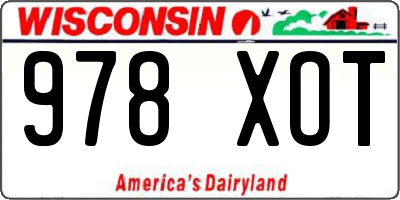 WI license plate 978XOT
