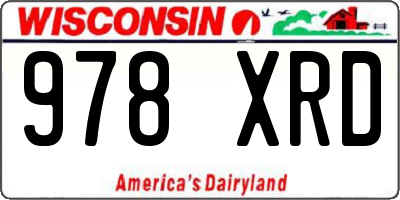 WI license plate 978XRD
