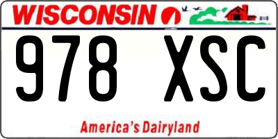 WI license plate 978XSC
