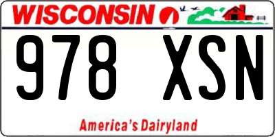 WI license plate 978XSN