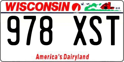 WI license plate 978XST