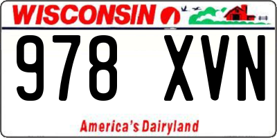 WI license plate 978XVN