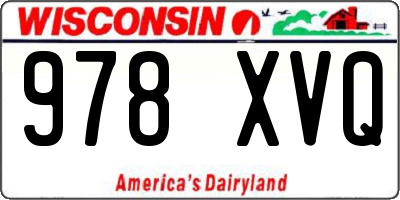 WI license plate 978XVQ