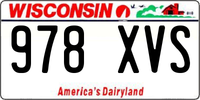 WI license plate 978XVS