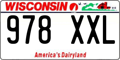 WI license plate 978XXL