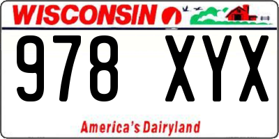 WI license plate 978XYX