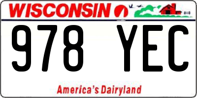 WI license plate 978YEC