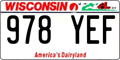 WI license plate 978YEF