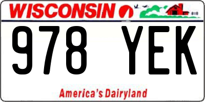 WI license plate 978YEK