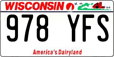 WI license plate 978YFS