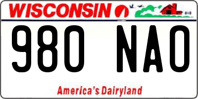 WI license plate 980NAO