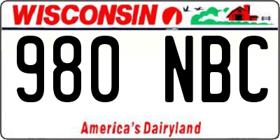 WI license plate 980NBC