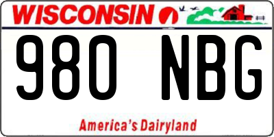 WI license plate 980NBG