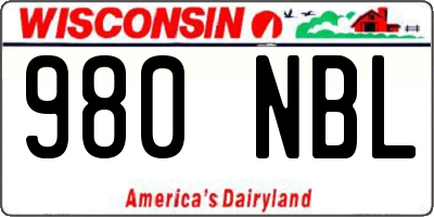 WI license plate 980NBL