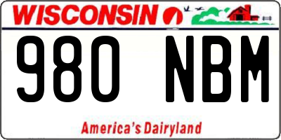WI license plate 980NBM