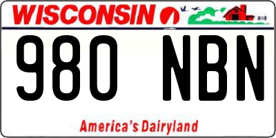 WI license plate 980NBN