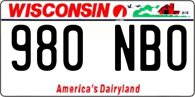 WI license plate 980NBO