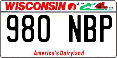 WI license plate 980NBP