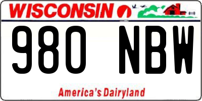 WI license plate 980NBW