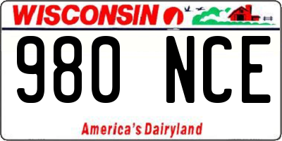 WI license plate 980NCE