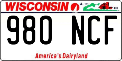WI license plate 980NCF
