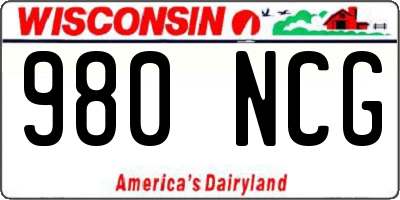 WI license plate 980NCG