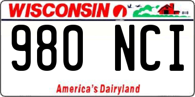 WI license plate 980NCI