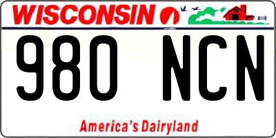 WI license plate 980NCN