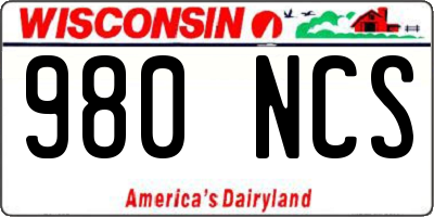 WI license plate 980NCS