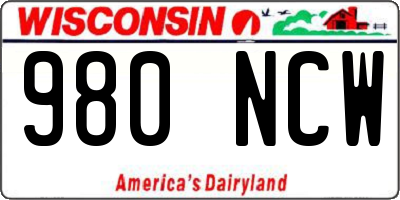 WI license plate 980NCW