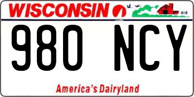 WI license plate 980NCY