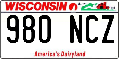 WI license plate 980NCZ