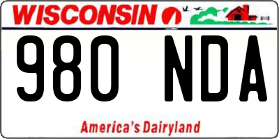 WI license plate 980NDA
