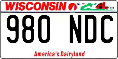WI license plate 980NDC