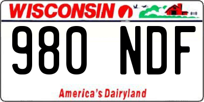 WI license plate 980NDF