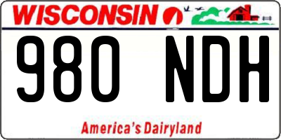 WI license plate 980NDH