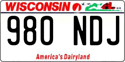 WI license plate 980NDJ