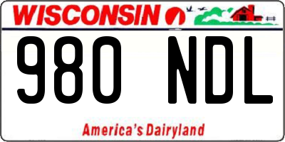 WI license plate 980NDL