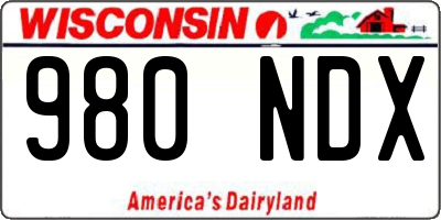 WI license plate 980NDX