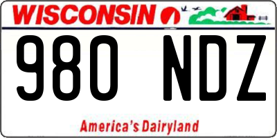 WI license plate 980NDZ