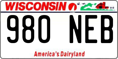 WI license plate 980NEB