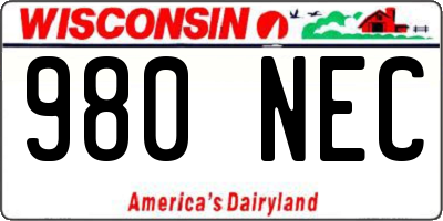 WI license plate 980NEC
