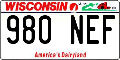 WI license plate 980NEF