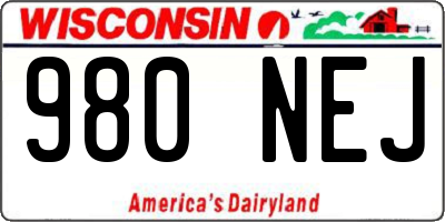 WI license plate 980NEJ