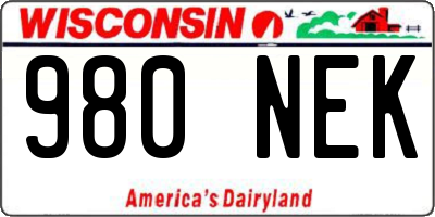 WI license plate 980NEK