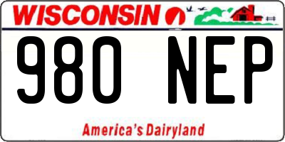 WI license plate 980NEP