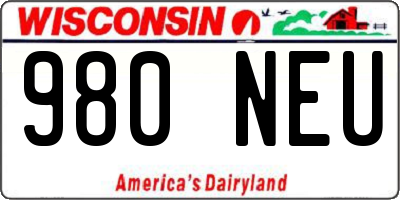 WI license plate 980NEU