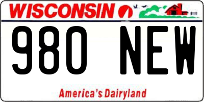 WI license plate 980NEW