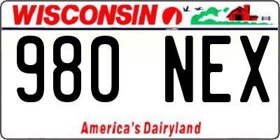 WI license plate 980NEX